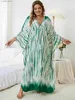 Grundläggande casual klänningar Elegant plus storlek 2024 Summer Womens Clothing Randiga tryckta kaftans klänning avslappnad semesterdräkt afrikanska maxi klänningar Q1523 L49