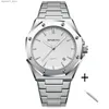 Avanadores de punho B0233 Moda Casual Mens Large Dial Silver Selto Aço inoxidável Quartz Watch Watch Classic Top Class Mens Watch