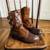 Mittelalterlicher Steampunk Cosplay -Stiefel Männer Winter Larp Pirate PU Leder Halloween Schuhe Karnevalsparty Fantastische Ritterstiefel