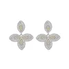 Femmes vintage Bijoux Tempérament de luxe Zircon Boucles d'oreilles de trèfle à quatre feuilles Palais Accessoires d'oreilles en or français