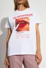 Zadig Voltaire 2024 Summer Women Flame Red Lips Smoke3DデジタルプリントTシャツPure Cotton Women's White Round Neck短袖Tシャツトレンディカジュアルティートップス