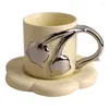 Tazze moderne tazze in ceramica a mano fatta per floreali invalliere tazze caffè in argento per la colazione a tazza per latte per la casa per la casa