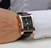 Wwoor Watch Men Top Brand Luxury Gold Black Square Watches for Men Leather Araproproof Date Clock Business Quartz Wrist Watch Box C3187620