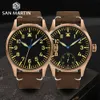 San Martin 41mm Pilot Watch A Type Dial Simple Vintage Military Wind Bronze Mechanical Wristwatch for Men luminous 10Bar SN0117