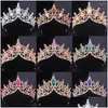 Hårklämmor Barrettes Barock Crystal Crown Tiara för kvinnor Bride Vintage Rhinestone Prom Diadem Brudtillbehör Smycken Drop Delive Otqky