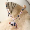 Baby Cart Chain Cartoon Rocket Pendant Crochet Beads Crib Mobile Stroller Rattle Wooden Toy Gym Teething born Gift 240411