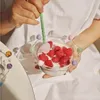 クラウンシェイプ透明なガラスボウルカラフルなビーズボリオシリケートガラスボウルフルーツデザートアイスクリームボウル家庭用食器