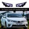 For Toyota Corolla LED Headlight 14-16 Front Lamp DRL Daytime Running Light High Beam Streamer Turn Signal Indicator Headlights