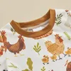 Kleidungssets Kleinkind Baby Boy Farm Kleidung Western Hühner -Traktor -Hemd Kurzhöfe Sommer -Outfit Country Zeug