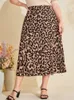 Leopard Printed Skirts for Women High Waist A Line Midcalf Vintage Elegant Beautiful Club Evening Causal Party Plus Size Outfit 240328