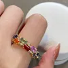 Cluster anneaux vintageretro 18k couleurs gemms riveaux fins bijoux pour l'engagement de la fête