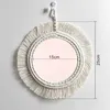 Macrame Nordic Tapestry Wall Mirror Hanging Hand Sticking Boho Woven Tassel Home Decor för vardagsrum Dekorativ