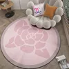 Designer Carpet Black White Pink Flower French Classic Letter Logo Round Carpet Bedside Carpet Dirt Resistant Household Bedroom circular Floor Mat Decoration