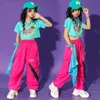 Kids Teenage Hip Hop Vêtements Tshirt Tshirt Tops Streetwear Pink Cargo Pant pour les filles Portez des costumes de danse de jazz Rave Vêtements