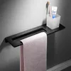 Space in alluminio per asciugamano da bagno nero portaoggetto da toilette montato a parete con tazza di spazzolino a tazza singola barretta