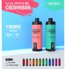 VapMe Crown Bar 18000 Puffs Disposable Vape DTL 25ml Type-C Charges 12 saveurs avec batterie et affichage liquide Digital E Cigarettes