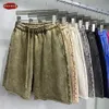 ZODF Vintage Men Summer Batik Washed Cotton Shorts Unisex High Street Ejressed Loose 420gsm Short Pants Brand Clothes HY0817 240410