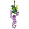 Fleurs décoratives Ivy of Vine 12 Bunses Wisteria artificielle suspendue en plastique violet 110 cm PCS faux qualité