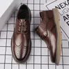 Casual Shoes Brogue Carved Men's Comfortable Lace-up Loafers Business Formal Wear Thick-soled Designer