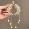 Perle Strasshaarklauenklammern Blumenschwankung Schnalle Brötchen Pferdeschwanzhalter Haarclip Frauen weibliche Haarzubehör Accessoires