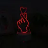 USB nouveauté 7 couleurs changeant le doigt coeur LED Lumière de nuit 3D lampe de table de bureau ho 40ja