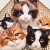 양모 펠트 포크 르 고양이 머리 사진 프레임 고양이 플러시 인형 수제 창조적 인 선물 수제 DIY 제조 물질 니트 장난감