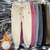 Roze fluwelen dikke casual flodderige zweetwedstrijd vrouwen Koreaanse hoge taille joggers sport harem broek streetwear enkel lengte broek