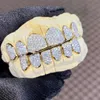 맞춤형 치아 Grillz 925 Silver 14K 18K DIAMOND/MOISSANITE Dental Grills 세트 아이스 아웃 Grillz 힙합 블링 그릴 치아 Grillz