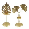 Golden Leaf Candle Holder Ornament Candlestick Crafts Stick Holder Centerpiece Gift for Event Table Tea Light Parties Dinner