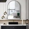 Miroir décoratif de Luvodi Home avec cadre noir à voûte pour salle de bain, entrée, salon