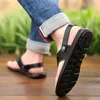 Sandalen Männer Outdoor Mode Leder Schuhe Sommer Herren atmungsaktive Hausschuhe schwarz schwarz