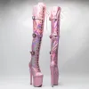 Chaussures leecabe 20cm / 8 pouces de serpent peau supérieure exy exotique jeune tendance bottes de mode hauts plate-forme pole dance botte