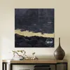 Immagini a parete acrilica nera Nessuna cornice Nuova Arrivo Abstract Tela Painting Contemporary Study Room Decor Gold Lout Style Texture