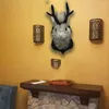 Decorative Figurines Xams Wall Mounted Fake Head Jackalope Decor Resin Hanging Ornament Wooden Antler For Home Living Room