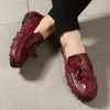 Casual schoenen mannen comfortabel lederen merk krokodil patroon oxfords rijden loafers Italiaanse kwastje schoen