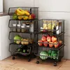 Cesti di stoccaggio a rotazione a portaoggetti impilabili cesti in metallo da cucina carrello carrello organizzatore di verdure di frutta con ruote