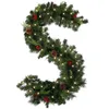 Decorative Flowers 2.7m Christmas Garland Green Decoration Mantle Wreath Xmas Holiday Indoor Door Home Fireplace Rattan