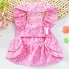 Dog Apparel Lace Flower Dress Gauze Skirt Pet Cat Dresses - Size S (Random Color)