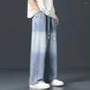 Mäns jeans 8xl plus size män gradient denim pant hajujuk mode casual rak byxor manlig elastisk midja stor