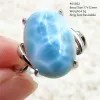 Natural Blue Larimar Adjustable Ring Jewelry Oval Dominia Bead Water Pattern Gemstone 925 Sterling Silver AAAAAA