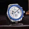 腕時計Pagani Design Mens Blue Aerospace Lunar Quartz Mens Speed Sports Chronograph ar Sapphire Crystal 2024 New Clock