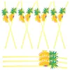 Disposable Cups Straws 50 Pcs Cocktail Straw Pineapple Bulk Party Juice Tropical Plastic Drinking Funny Flexible Banquet