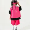 Детский джаз современный танцевальная одежда Rose Red Loak Vest Hiphop Shorts для девочек Hip Hop Dance Performance Wear DQS12818