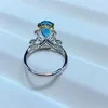 Cluster Rings Ring Jewelry For Woman With Natural London Blue Topaz Gemstone 7 9mm Silver Lady Birthday Gift