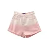 Fashion Green Aline Casual Denim Shorts for Women Streetwear Summer Tassel Wide Leg Pink Short Jeans Female 240411