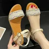 Sandalias Estilo coreano Mujeres Bohemio Bohemio Pearl Toe Cuñas abiertas Sandel