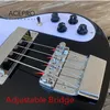 Couleur rouge métallique 4003 guitare basse électrique, pont réglable de mise à niveau disponible, 22 frettes en palissandre