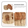 Storage Bottles Rattan Mushroom Basket Desktop Adornment Food Containers Lids Veggie Tray Crisper