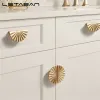 Nordic Style Fan Shape Cabinet Pulls Zinc Alloy Gold Copper Cupboard Door Drawer Dresser Knobs Furniture Hardware Decoration