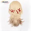 Högkvalitativ Kaveh Cosplay Wig Game Genshin Impact Kaveh Wigs 50 cm långt linne guld med flätor värmebeständiga hår peruker + wigcap